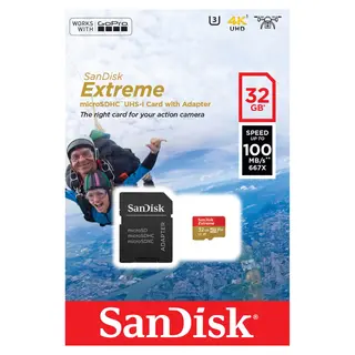 Sandisk MicroSDHC Extreme 32GB 32GB 100MB/s A1 C10 V30 UHS-I U3