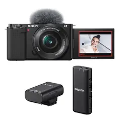 Sony Vloggkamera ZV-E10L Med tr&#229;dl&#248;s mikrofon ECM-W2BT