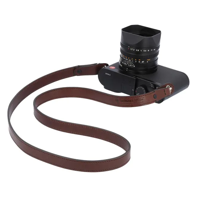 Artisan&Artist ACAM-287 Leather Strap w/Ring-type eyelets. Dark Brown 