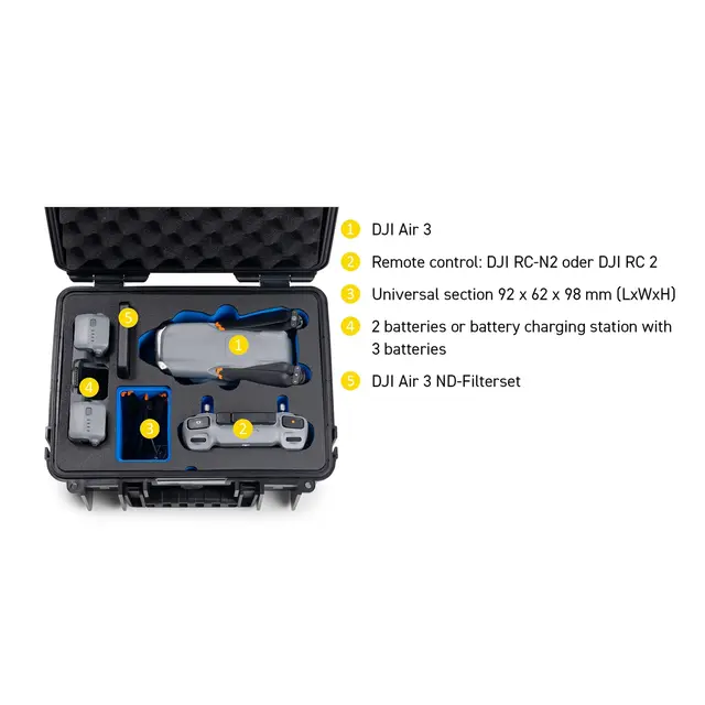 B&W Outdoor Cases Type 3000 For DJI Air 3. Black 