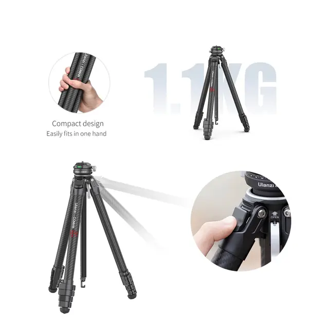 Ulanzi & Coman Zero F38 Tripod Carbon Reisestativ med ekstra midtsøyle 