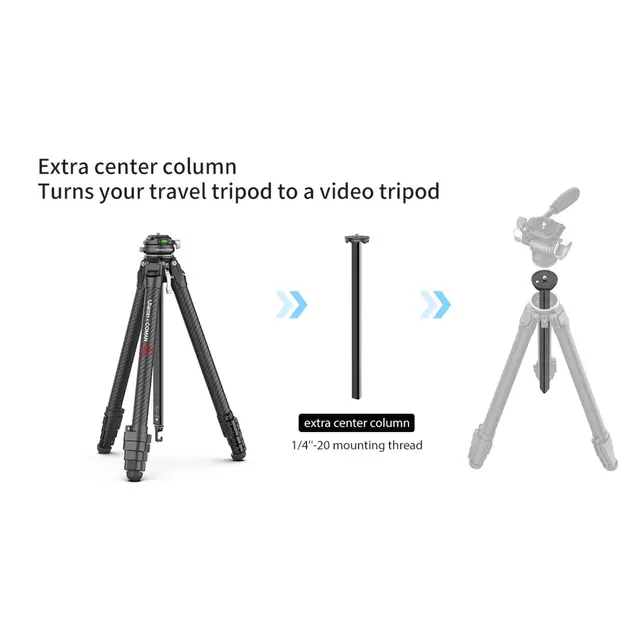 Ulanzi & Coman Zero F38 Tripod Carbon Reisestativ med ekstra midtsøyle 