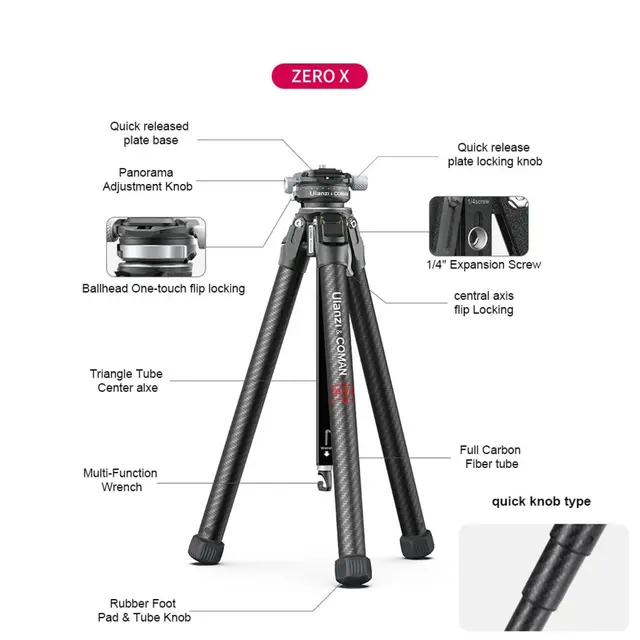 Coman Zero X Tripod Carbon m/Ballhead 