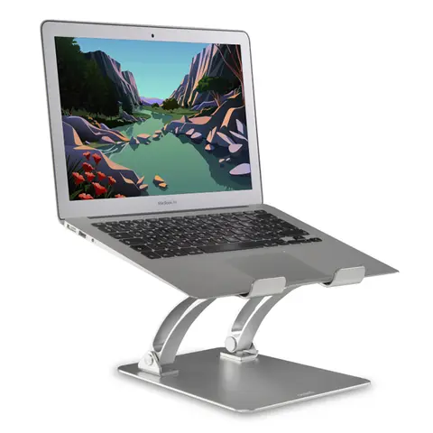 DESIRE2 Laptopstativ Dual Pivot Riser Justerbar Aluminium S&#248;lv