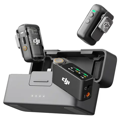 DJI Mic 2 (2 TX + 1 RX + Charging Case) 2 Mic/Sendere, 1 mottaker og ladeetui