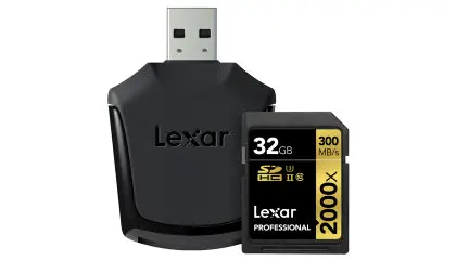 Lexar 32Gb 2000X PROF. SDHC UHS-II, V90 m/ kortleser 