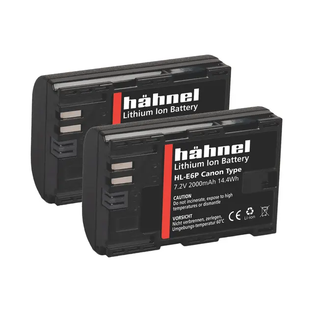 Hähnel Batteri HL-E6P/LP-E6P 2pk Canon 2x.Tilsvarer LP-E6/LP-E6N/LP-E6NH/LP-E6P 