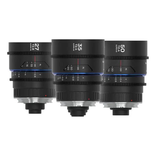 Laowa Nanomorph S35 Prime 3-Lens Bundle Arri PL + EF. 27mm, 35mm, 50mm. Blue 