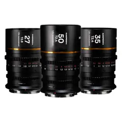 Laowa Nanomorph S35 Prime 3-Lens Bundle Sony E. 27mm, 35mm, 50mm. Amber