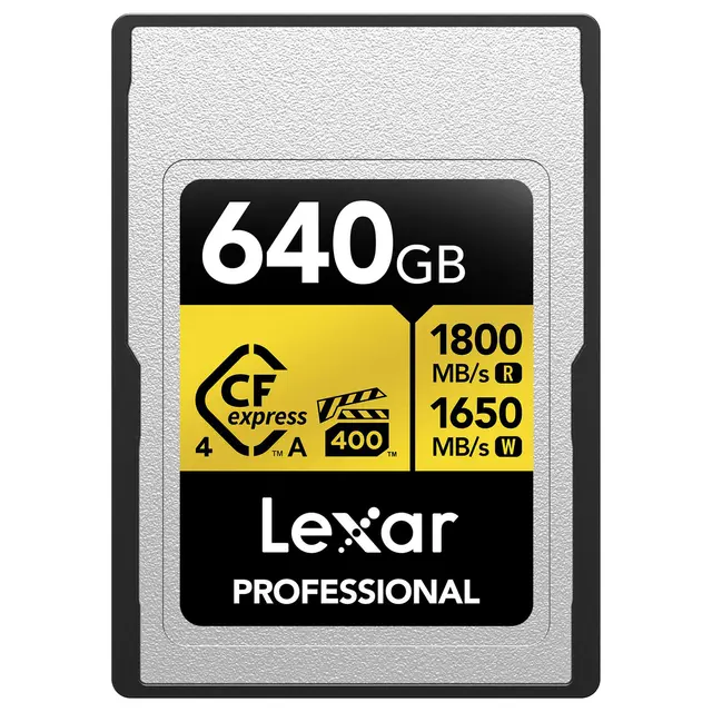 Lexar CFexpress 4.0 Pro Gold 640GB Type A. R900/W800 MB/s. VPG400 