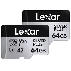 Lexar Pro Silver Plus microSDXC 64GB 64GB 2pk. UHS-I/U3/A2/4K. R205/W100 V30