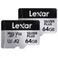 Lexar Pro Silver Plus microSDXC 64GB 64GB 2pk. UHS-I/U3/A2/4K. R205/W100 V30 