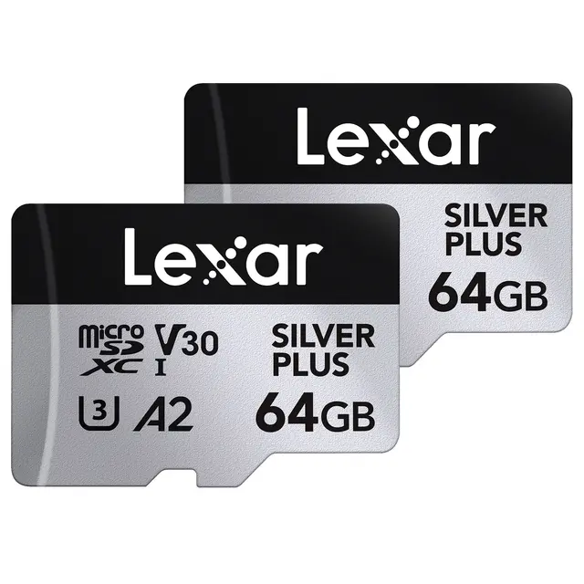 Lexar Pro Silver Plus microSDXC 64GB 64GB 2pk. UHS-I/U3/A2/4K. R205/W100 V30 