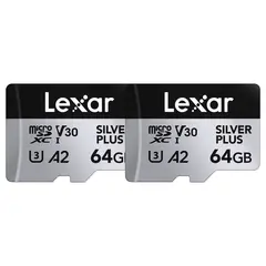 Lexar Pro Silver Plus microSDXC 64GB 64GB 2pk. UHS-I/U3/A2/4K. R205/W100 V30