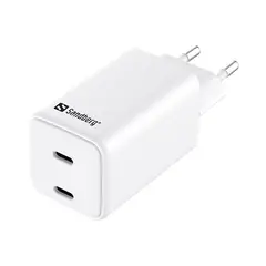 Sandberg AC Charger Dual USB-C PD65W EU PD-str&#248;mforsyning Max 65W