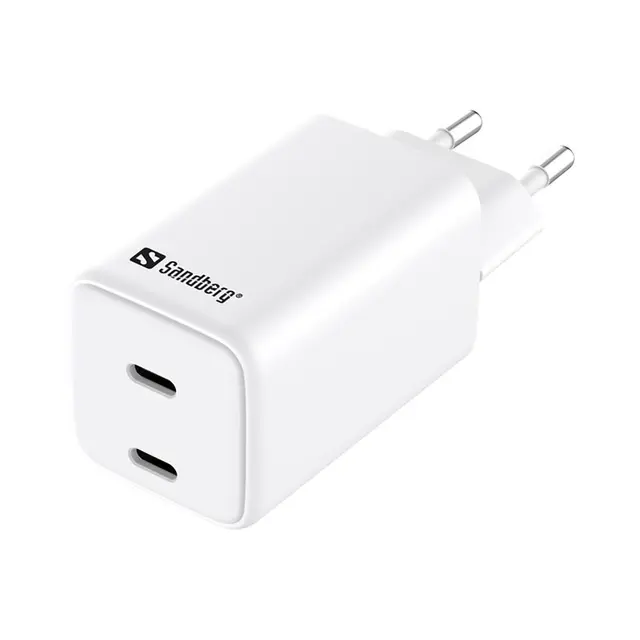 Sandberg AC Charger Dual USB-C PD65W EU PD-strømforsyning Max 65W 