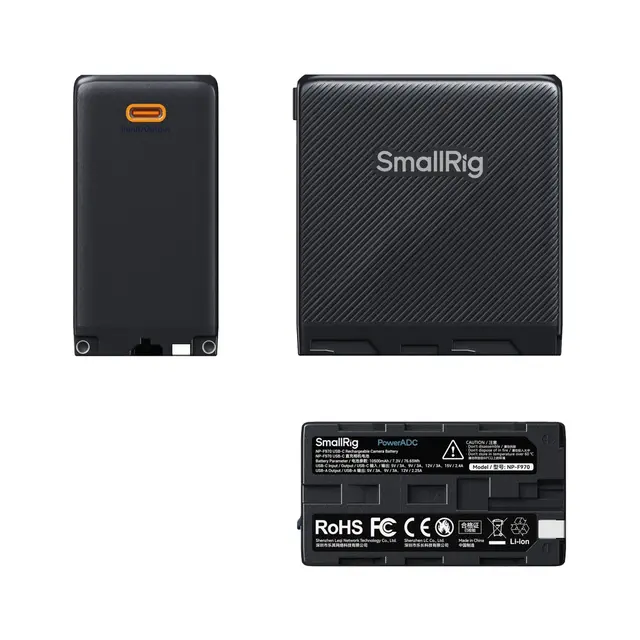 SmallRig 4469 NP-F970 Camera Battery Black. USB-C Rechargeable 