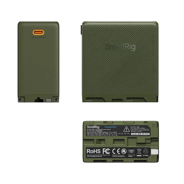 SmallRig 4577 NP-F970 Camera Battery Green. USB-C Rechargeable 