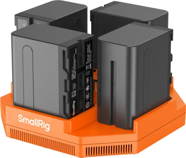 SmallRig 4834 4-Channel Battery Charger 4stk NP-F970 batterier og Lader 