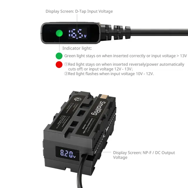 SmallRig 4884 D-Tap to Dual-Sided NP-F Dummy Battery Power Cable 