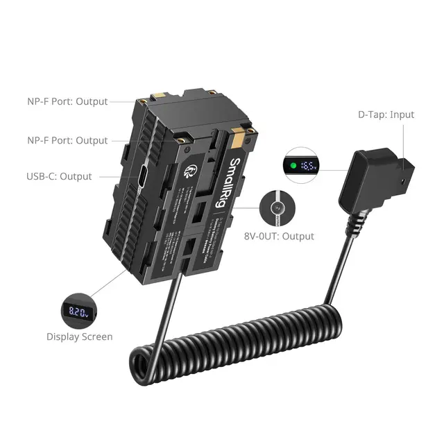 SmallRig 4884 D-Tap to Dual-Sided NP-F Dummy Battery Power Cable 