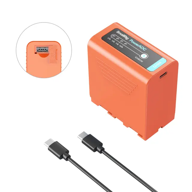 SmallRig 4972 NP-F970 Kamerabatteri USB-C. Orange 