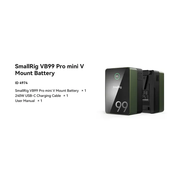 SmallRig 4974 VB99 Pro mini V Mount Battery Green 