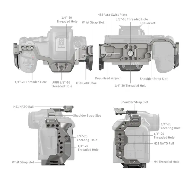 SmallRig 4977 HawkLock QR Cage For Canon EOS R5 Mark II 