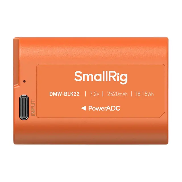 SmallRig 4979 Camera Battery USB-C Rechargeable DMW-BLK22 Orange 