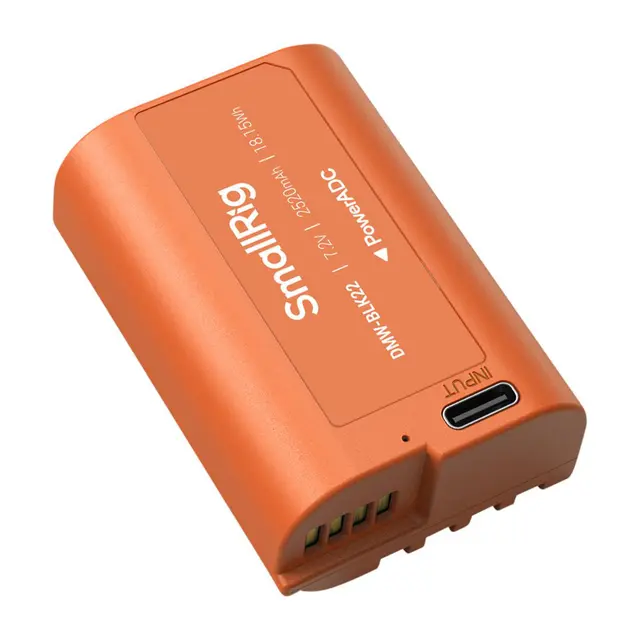 SmallRig 4979 Camera Battery USB-C Rechargeable DMW-BLK22 Orange 