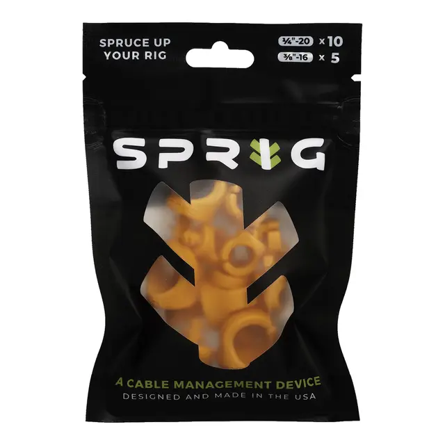 Sprig Cable Management Orange Value pk 10x 1/4” Sprigs + 5x 3/8” Big Sprigs 