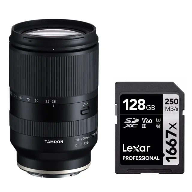 Tamron 28-200 f/2.8-5.6 Di III RXD Sony + Lexar 128Gb Pro 1667X SDXC UHS-II U3 